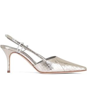 Manolo Blahnik Touki Point-Toe Slingback Sandals - White