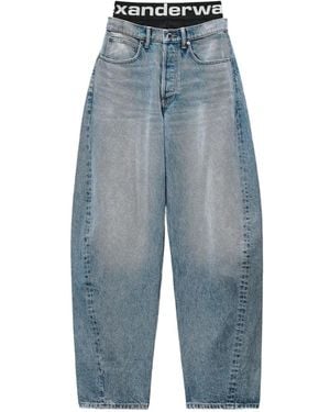 Alexander Wang Logo-Waistband Layered-Effect Tapered Jeans - Blue