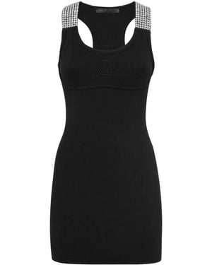 Philipp Plein Crystal-Embellished Tank Minidress - Black