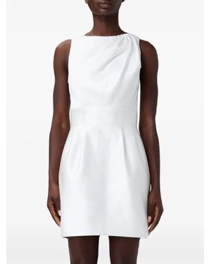 Elisabetta Franchi Draped-Neckline Logo-Plaque Mini Dress - White