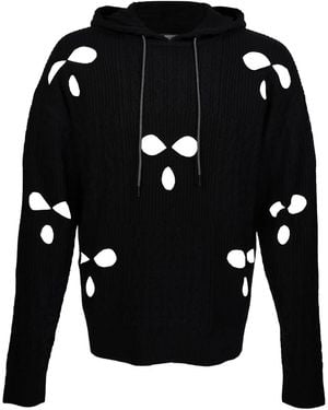 Mostly Heard Rarely Seen Knitted Cut-Out Hoodie - Black