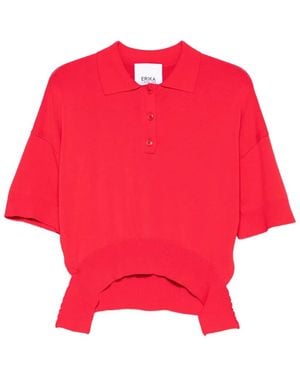 Erika Cavallini Semi Couture Cut-Out Polo Top - Red