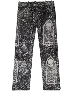 Who Decides War Foil Leather Trousers - Grey