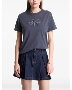 Calvin Klein Camiseta Con Logo Bordado - Azul