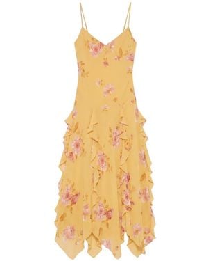 Reformation Allissa Floral-Print Ruffled Midi Dress - Metallic