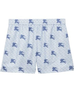 Burberry Silk Ekd Monogram Shorts - Blue