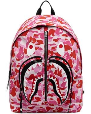 A Bathing Ape Abc Camo Shark Camouflage Backpack - Red