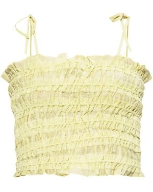 Tory Burch Ruched Strap Top - Yellow