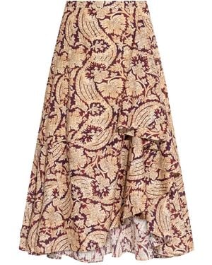 Ulla Johnson Floral-Print Asymmetric Skirt - Natural