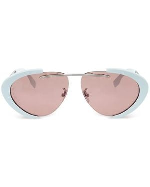 Fendi ジオメトリック ハーフリム サングラス - ピンク