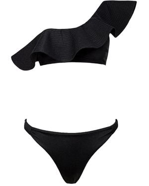 SOFIA ERHAN Bikini Con Volantes Y Hombro Descubierto - Negro