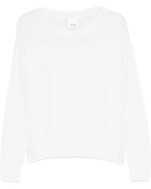 Allude Fein Gestrickter Pullover Mit Tiefen Schultern - Weiß