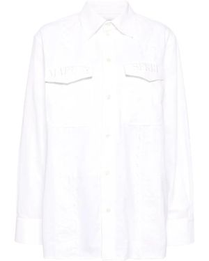 Marine Serre Upcycled Twin Pocket Shirt - White