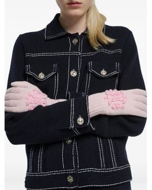 Barrie Cashmere Flower-Embellished Gloves - Black