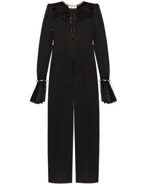 Saint Laurent Silk Drawstring Lace Jumpsuit - Black