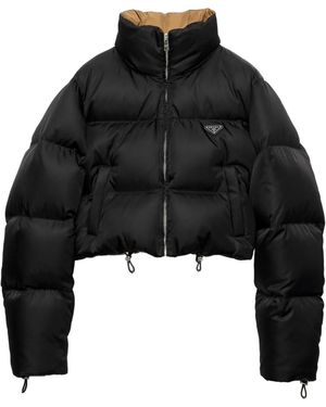 Prada Cropped Re-Nylon Down Jacket - Black