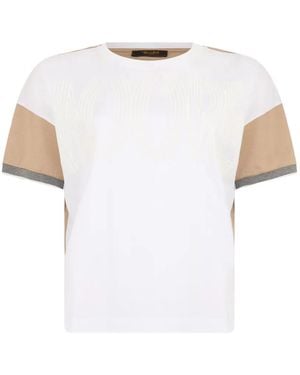 Moorer Logo-Print Panelled T-Shirt - White