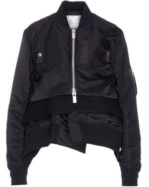 Sacai Chaqueta bómber con cremallera - Negro