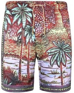 VLISCO DIALOGUES Landscape-Print Swim Shorts - Blue
