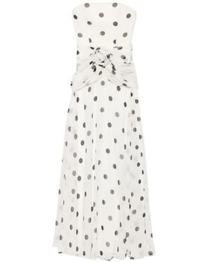 Adamaris Polka-Dot Floral-Appliqué Maxi Dress - White