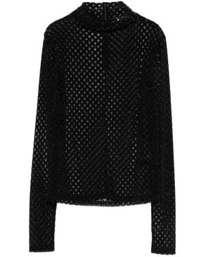 Patrizia Pepe Mesh-Panel Blouse - Black