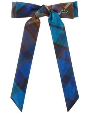 Vivienne Westwood Flyes Tartan Bow Hair Clip - Blue
