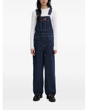 Dickies Logo-Patch Denim Dungarees - Blue