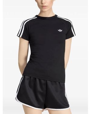 adidas Side-Stripe Trefoil-Logo T-Shirt - Black