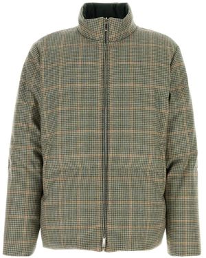 Thom Browne 4 Bar Reversible Funnel Neck Zip Up Jacket - Green