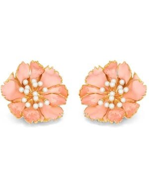 Oscar de la Renta Carnation Clip-On Earrings - Pink