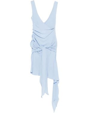 The Attico V-Neck Draped Mini Dress - Blue