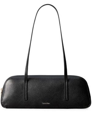 Calvin Klein Foil Logo-Print Shoulder Bag - Black