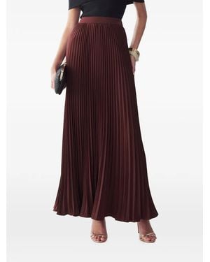 Willa Pleated A-Line Maxi Skirt - Red