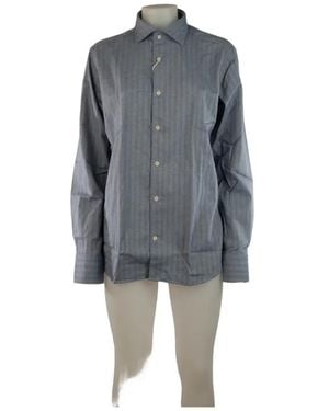 Tintoria Mattei 954 Herringbone-Pattern Long-Sleeve Shirt - Grey