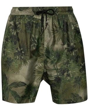 Roberto Cavalli Badeshorts Mit Camouflage-Print - Grün
