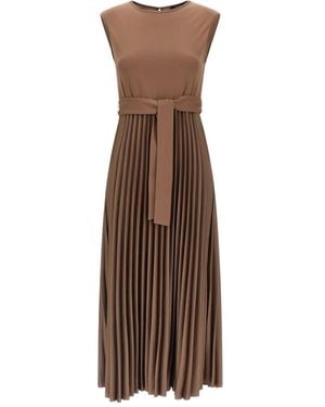 Weekend by Maxmara Samuele Pleated Belted Midi Dress - Brown