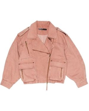 Bimba Y Lola Zip-Up Denim Jacket - Pink