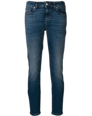 McQueen Vaqueros Pitillo Con Corte Capri - Azul