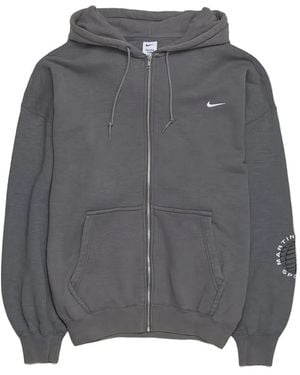 Nike X Martine Rose Logo-Embroidered Zip-Up Hoodie - Grey
