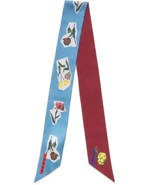 Marni Floral-Print Silk Scarf - White