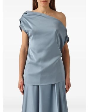 GIADA CURTI Haut Drapé À Une Épaule - Bleu