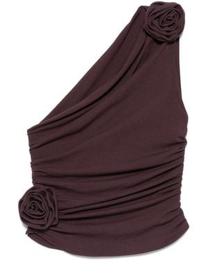 Magda Butrym Rose-Embellished One-Shoulder Top - Purple