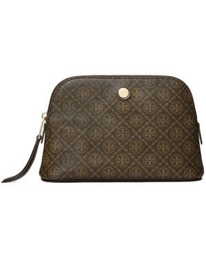 Tory Burch Beschichtete Kosmetiktasche mit Monogramm - Grün