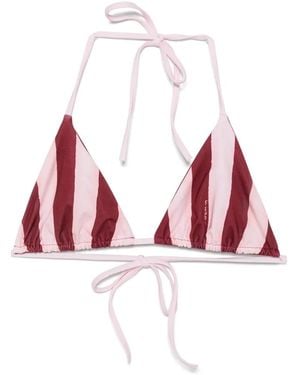 Fendi Striped Triangle Bikini Top - Red