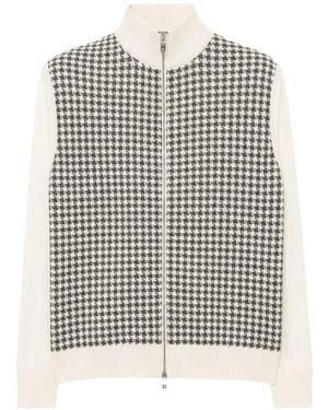 Tombolini Houndstooth-Pattern Zip-Up Jacket - Grey