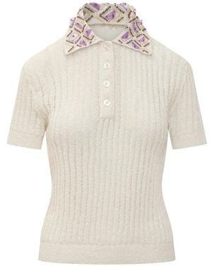 Des Phemmes Embroidered Polo - White