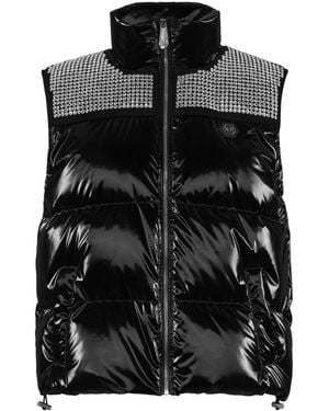 Philipp Plein Crystal-Embellished Padded Gilet - Black