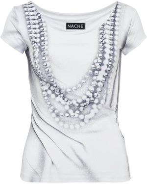 Hache Pearl-Print T-Shirt - White