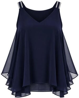 FRANK LYMAN Crystal-Embellished Layered Top - Blue