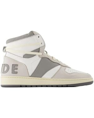 【関税込み】Rhude ホワイト＆ベージュ ハイカットスニーカー 231923M236013_1.jpg